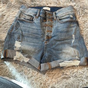 Medium Wash Stretch Denim Shorts